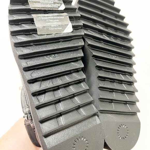 UGG Womens Black Leather Side Zip Classic Rebel Biker Platform Mini Boot Size 10 - Picture 6 of 11